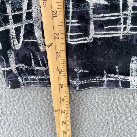 Chicos Top Womens 1 US 8 Blue Abstract Art Velvet 3/4 Sleeves Pullover Stretch - Picture 8 of 9